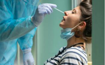 woman getting covid test